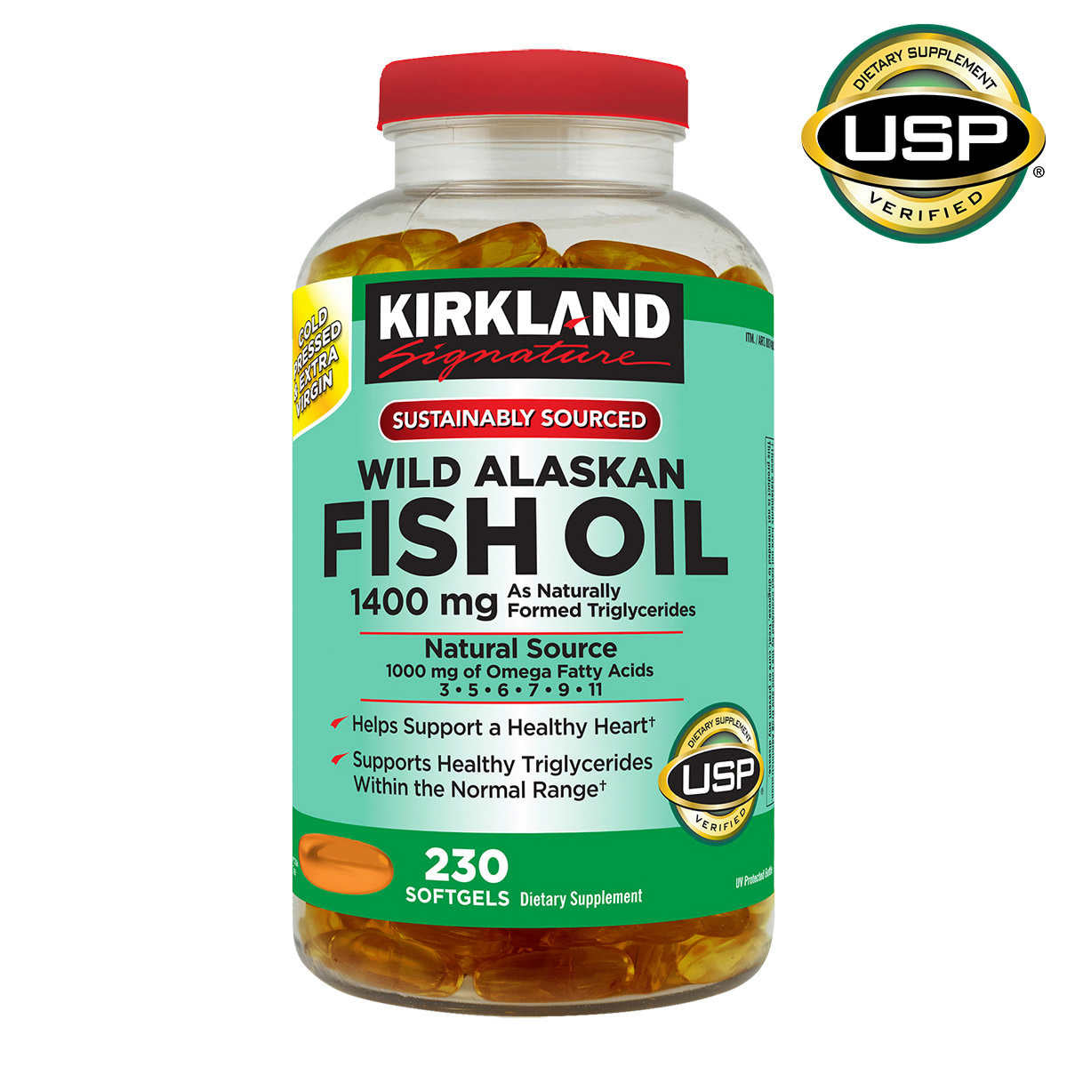 Kirkland Signature Wild Alaskan Fish Oil Softgels, 230 ea